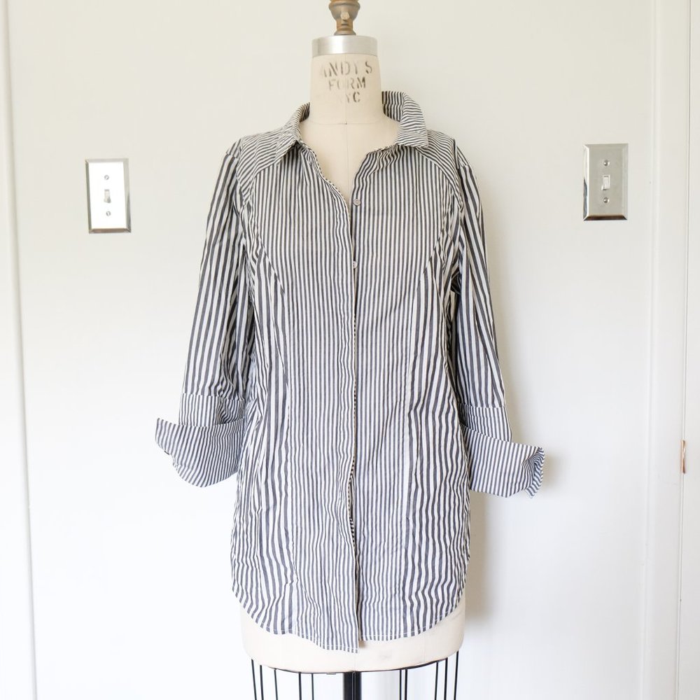 Suno Button Front Blouse Striped - image 1